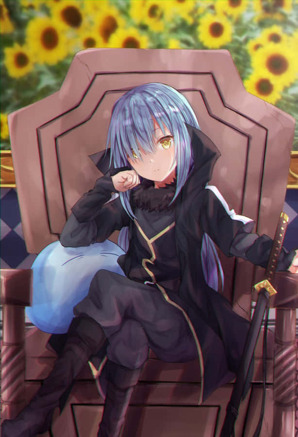 Rimuru Pfp Throne With Sunflowers Wallpaper