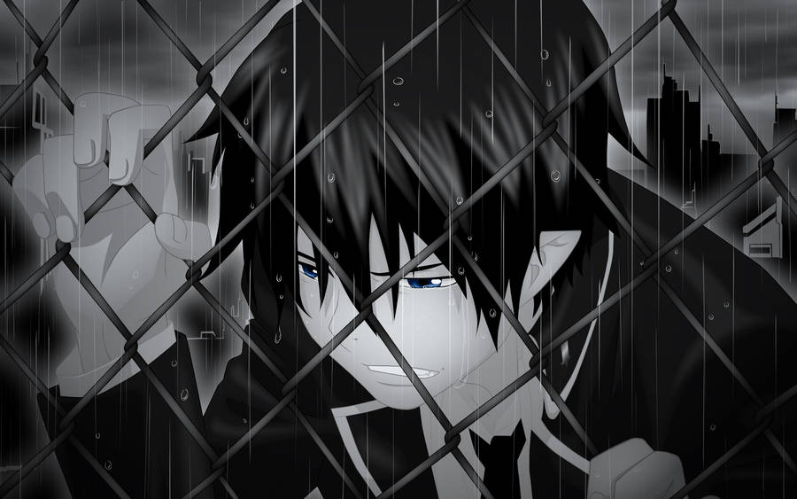 Rin Okumura, Son Of The Strongest Of All Demons, Poses In Greyscale Wallpaper
