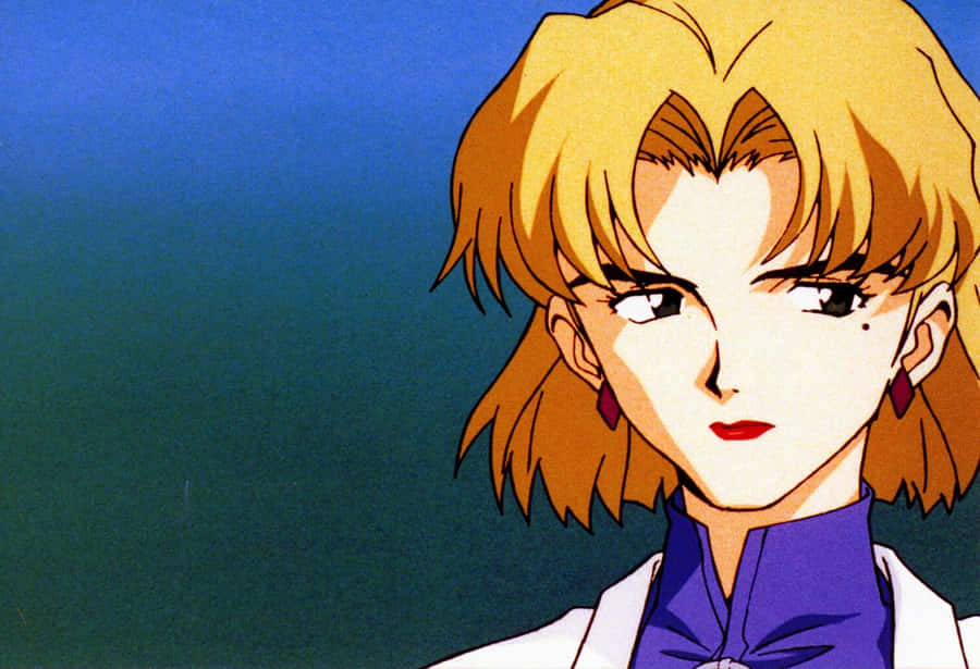 Ritsuko Akagi Deep In Thought At Her Workstation Wallpaper