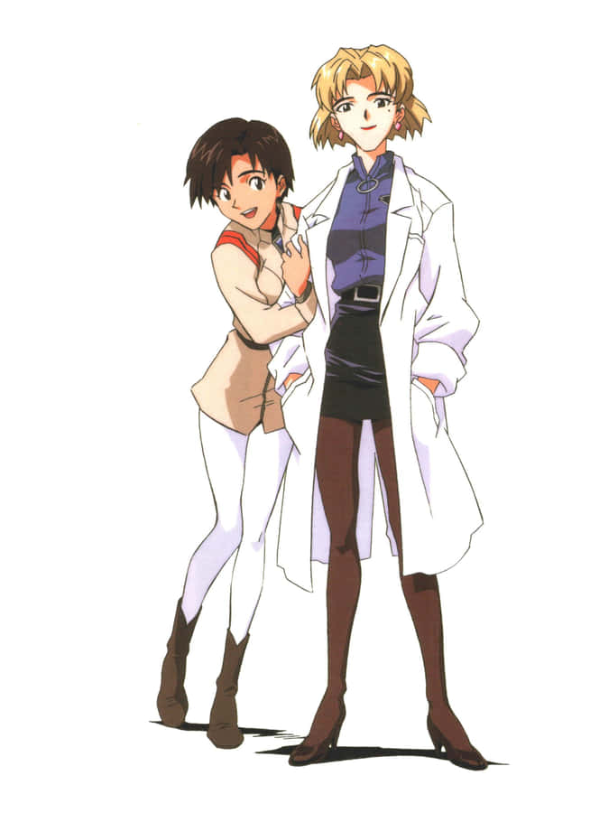 Ritsuko Akagi Posing Thoughtfully By A Wall Wallpaper