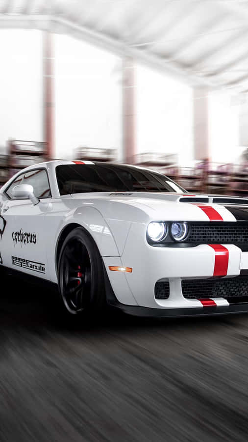 Roar Behind The Wheel With Dodge Hellcat Wallpaper