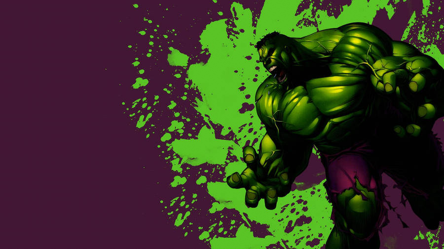 Roaring Hulk On Purple Background Wallpaper