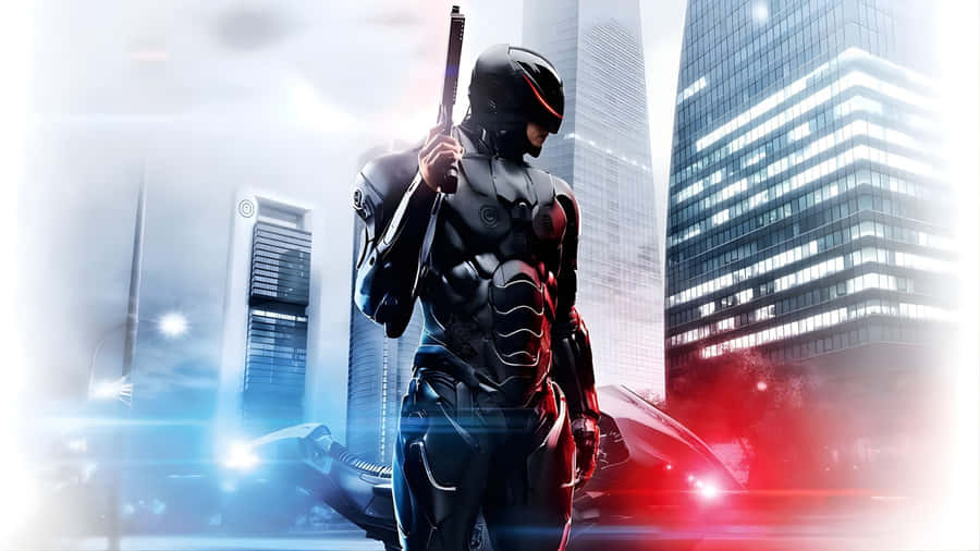 Robocop Standing In City Wallpaper