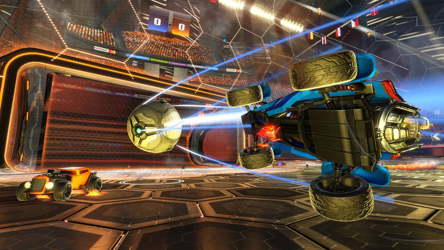 Rocket League Car Hitting Soccer Ball 1920x1080 Wallpaper