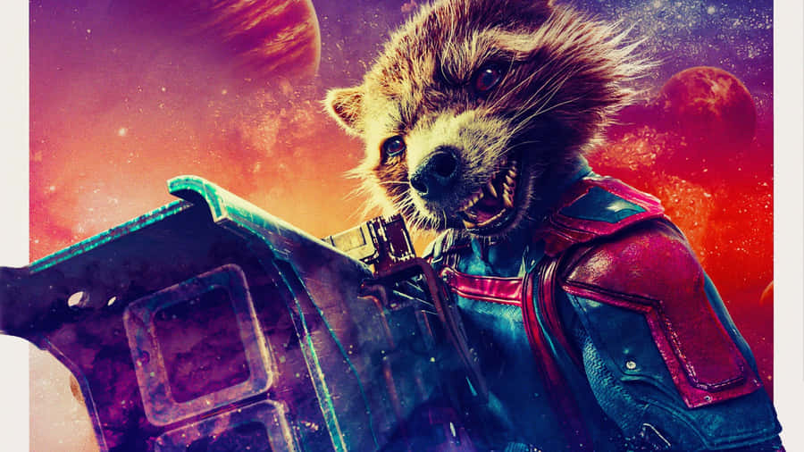 Rocket Raccoon In Action Wallpaper