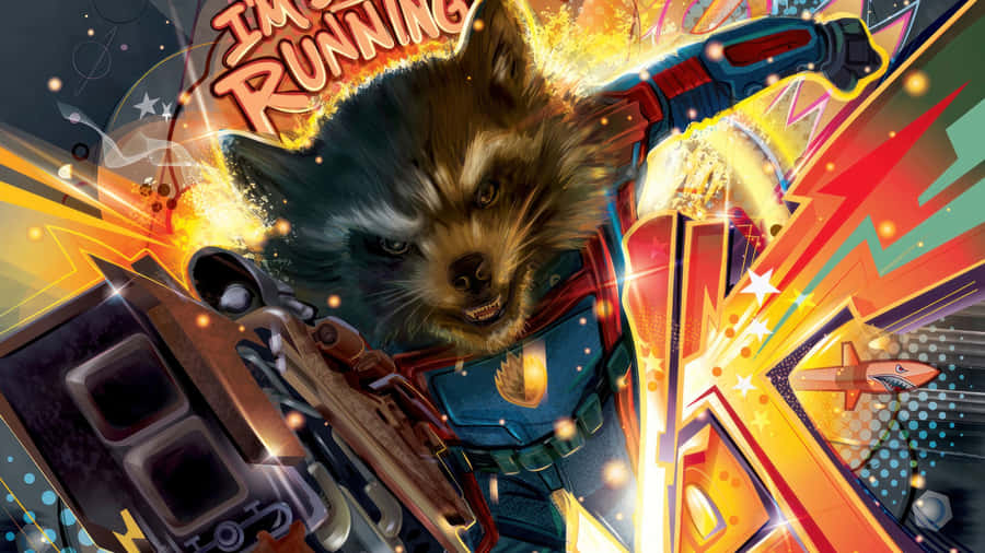 Rocket Raccoon In Action Wallpaper