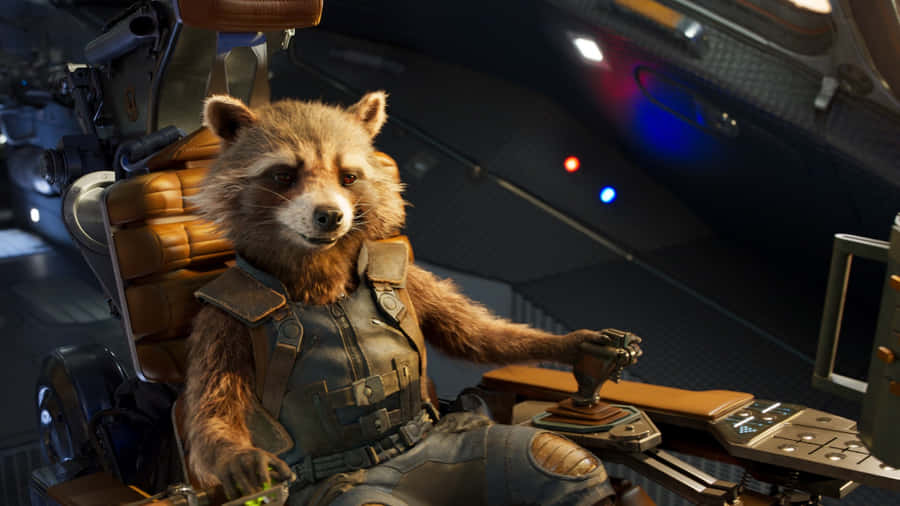 Rocket Raccoon In Spaceship Wallpaper