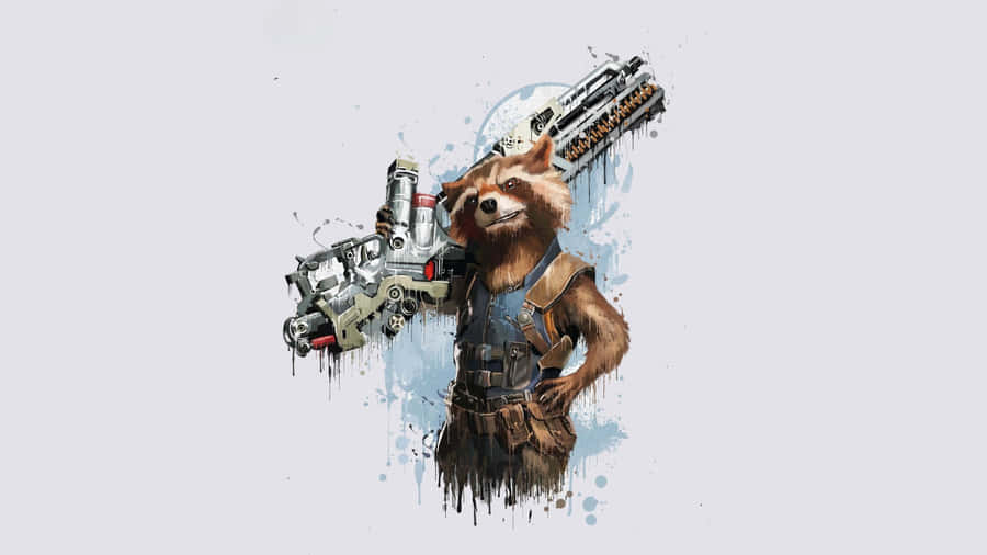Rocket Raccoon With Heavy Weapon Wallpaper