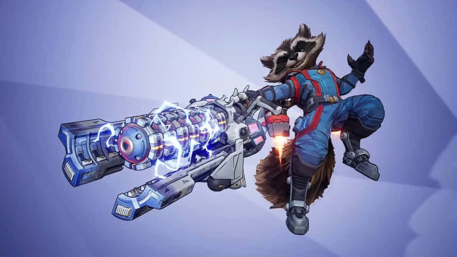 Rocket Raccoon With High Tech Weapon Wallpaper