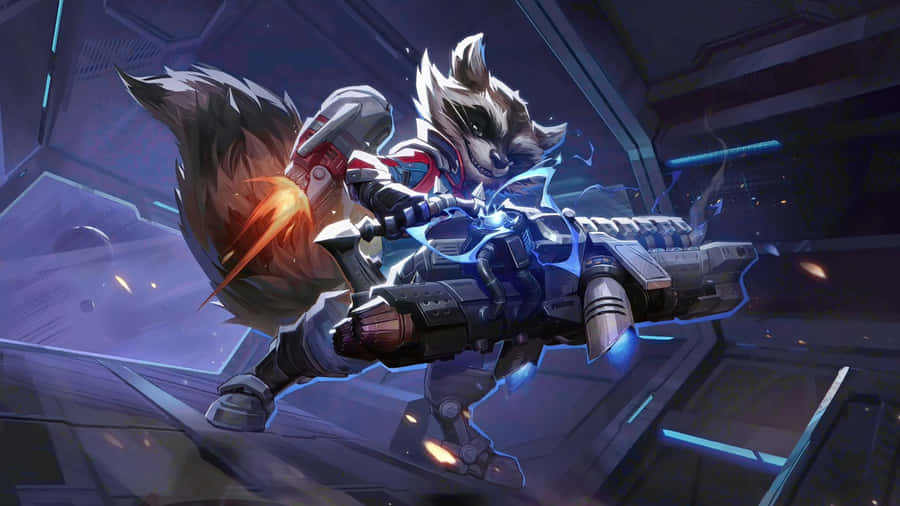 Rocket Raccoon With High Tech Weapon Wallpaper