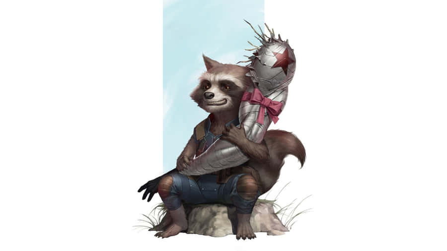 Rocket Raccoon With Spiked Club Wallpaper