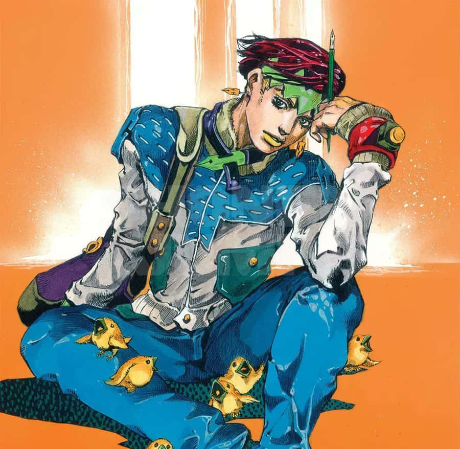 Rohan Kishibe Displaying His Stand And Artistic Prowess Wallpaper