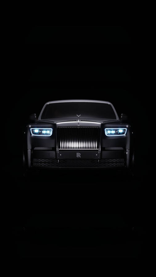 Rolls-royce 4k Black Phantom Blue Headlights Wallpaper