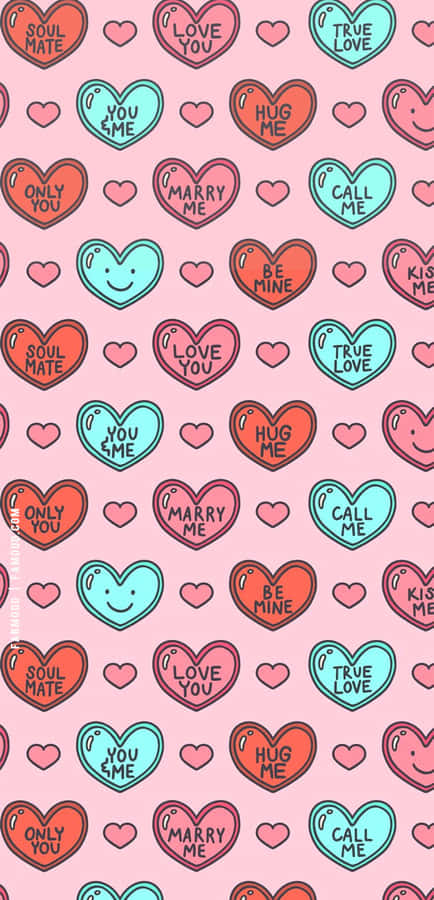 Romantic Hearts Pattern Wallpaper Wallpaper