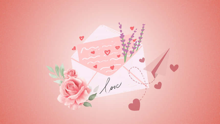Romantic Love Letter Design Wallpaper