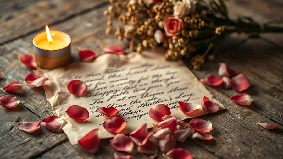 Romantic Love Letter Scene Wallpaper