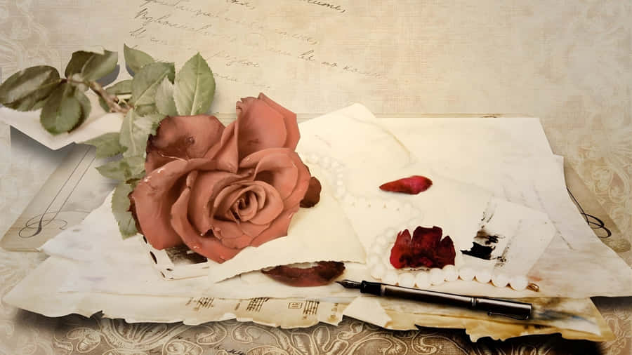 Romantic Love Letter Vintage Wallpaper