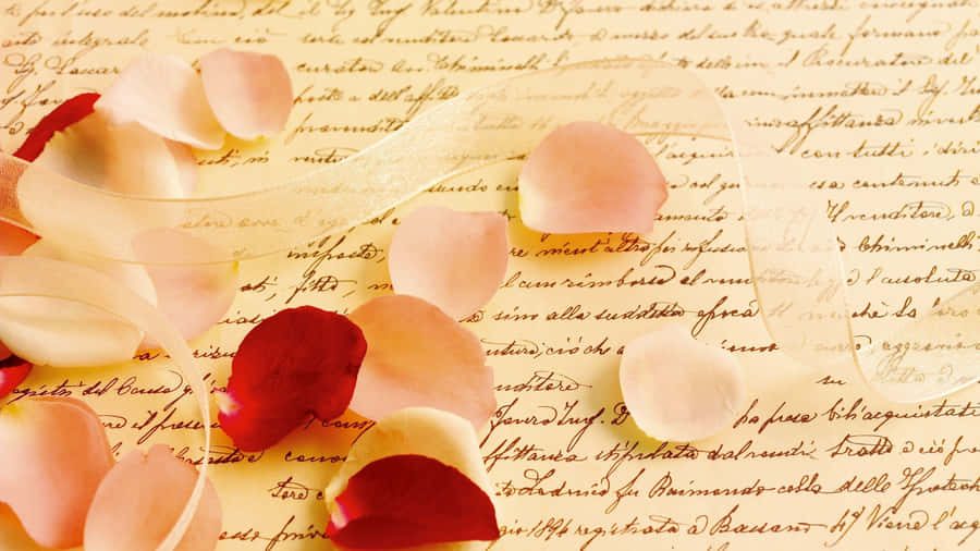 Romantic Love Letter With Petals Wallpaper