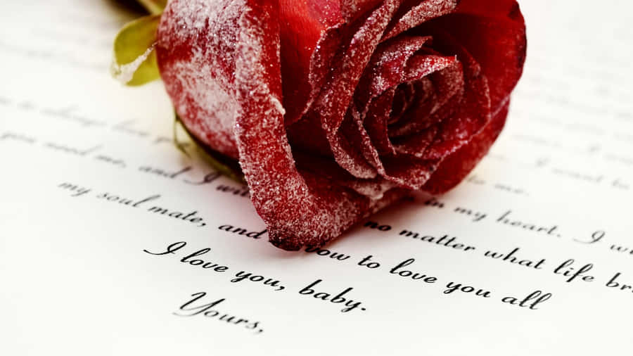 Romantic Love Letter With Rose Wallpaper