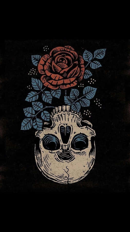 Rose Crowned Skull Artwork Wallpaper