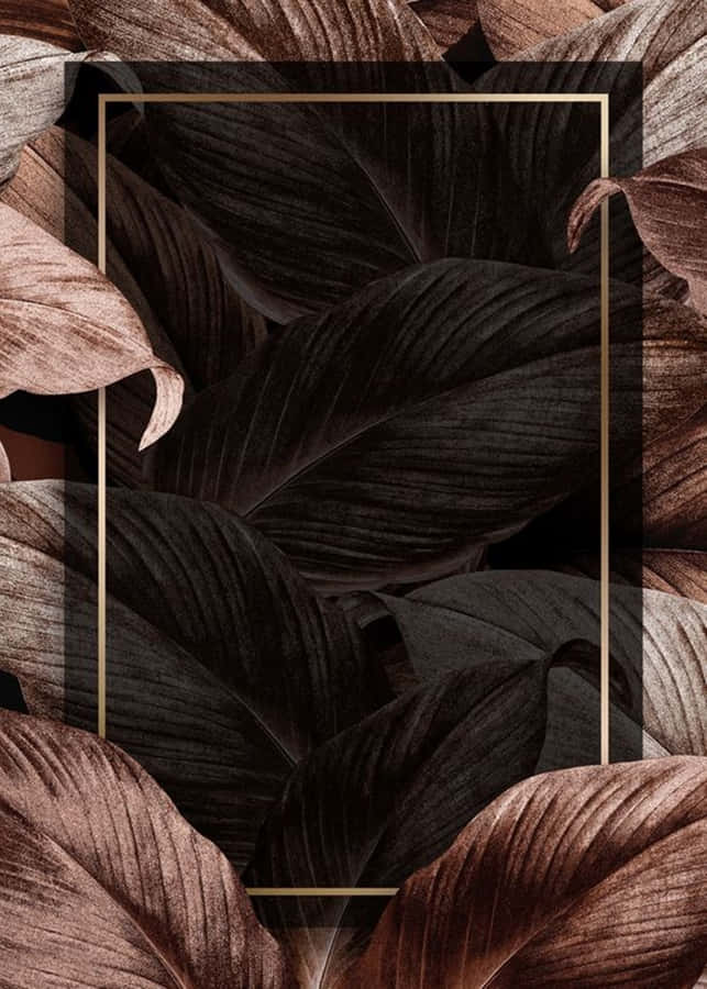 Rose Gold And Black Leaves Wallpaper