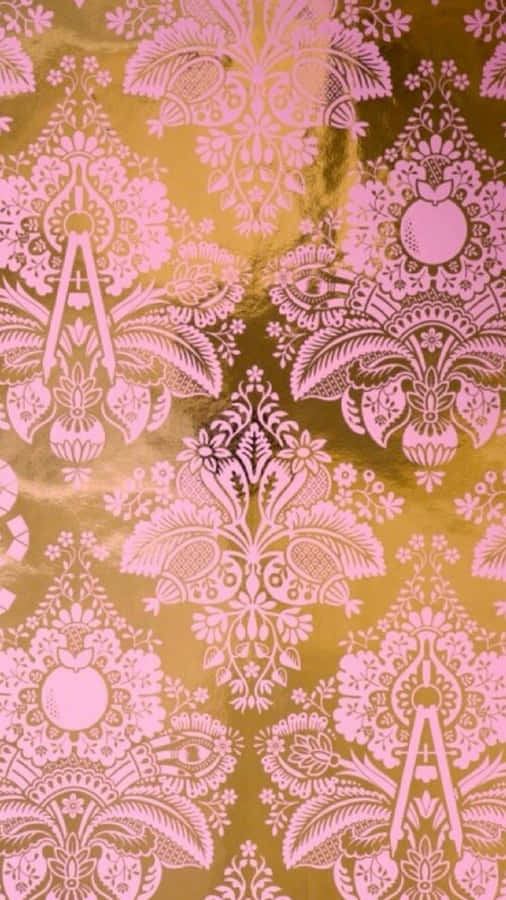 Rose Gold Iphone 5 Floral Damask Wallpaper