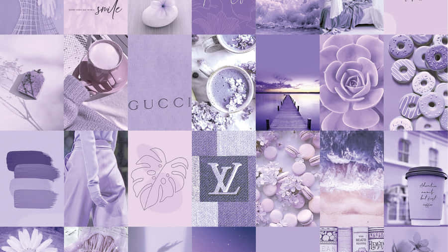 Royal Purple Aesthetic Collage Desktop Wallpaper