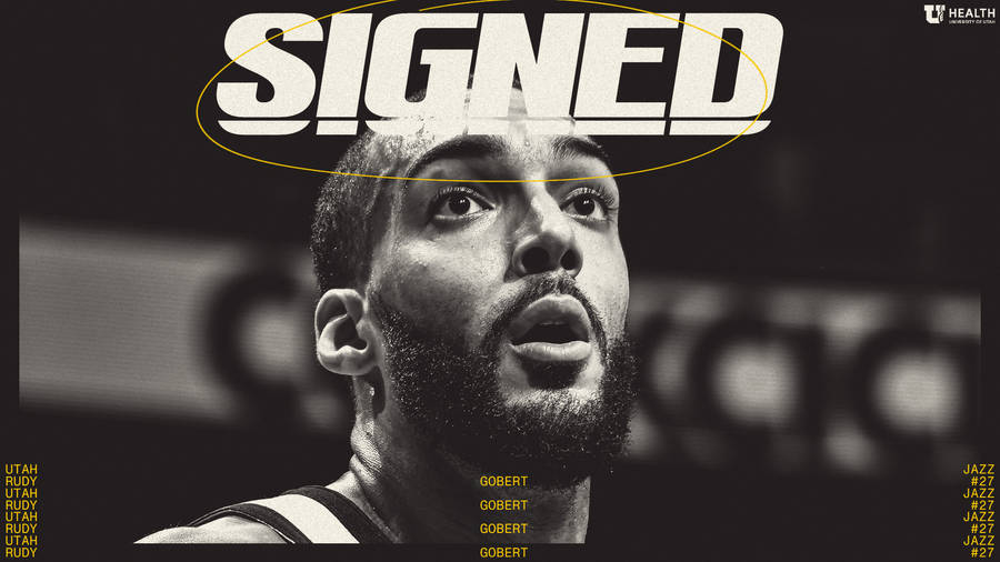 Rudy Gobert Yellow Signed Text Wallpaper