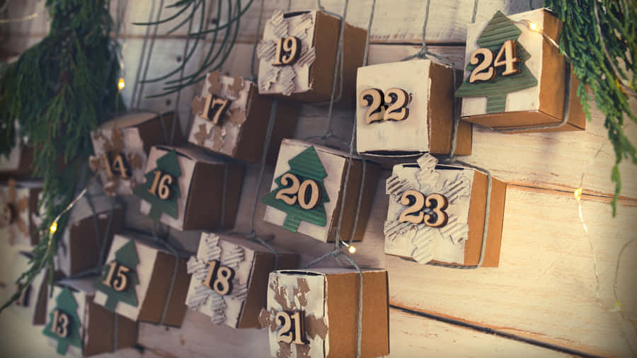 Rustic Advent Calendar Boxes Wallpaper