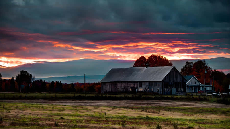 Rustic Country Sunset Wallpaper