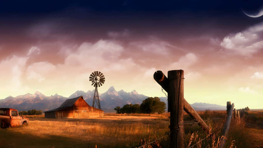Rustic Country Sunset Wallpaper