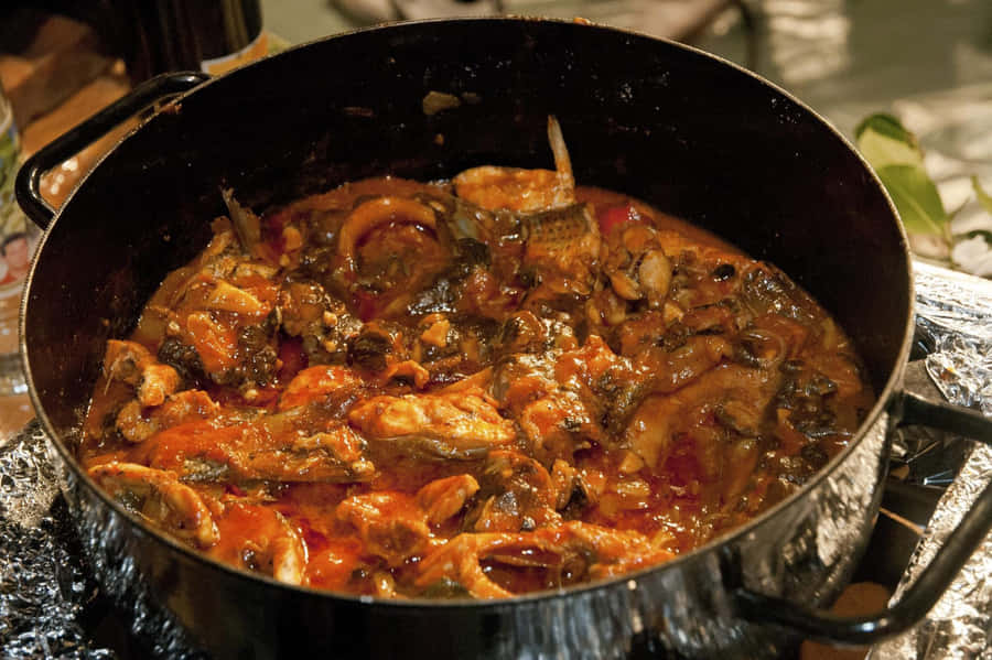 Rustic Croatian Brudet Served Fresh From The Pot Wallpaper