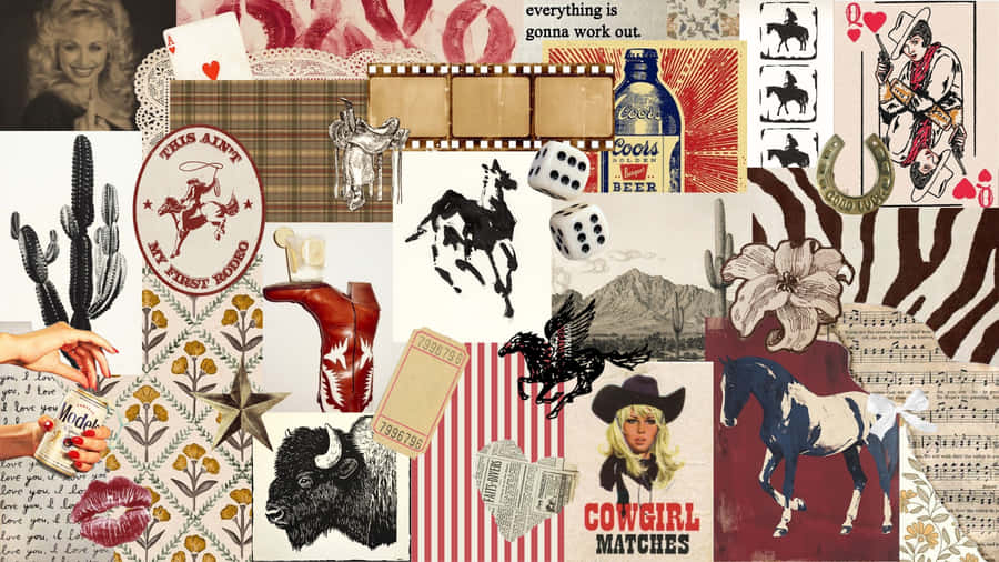 Rustic Western Country Collage Wallpaper