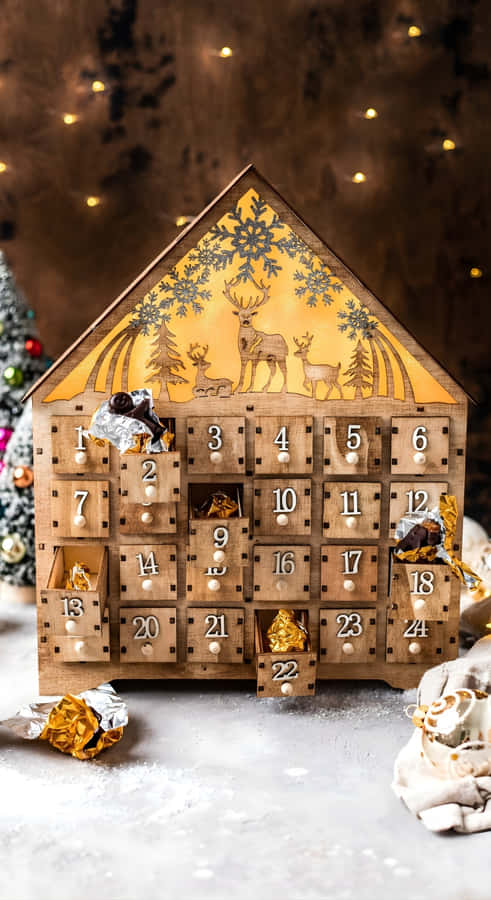 Rustic Wooden Advent Calendar Wallpaper