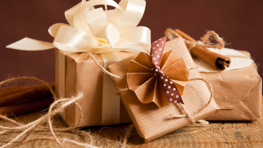 Rustic Wrapped Gift Ideas Wallpaper