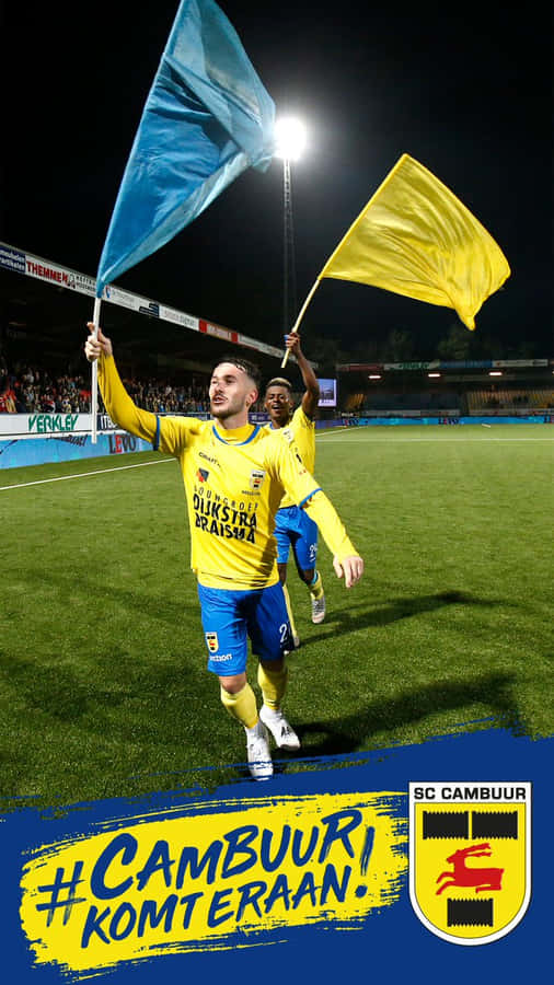 S C Cambuur Players Celebratingwith Flags Wallpaper