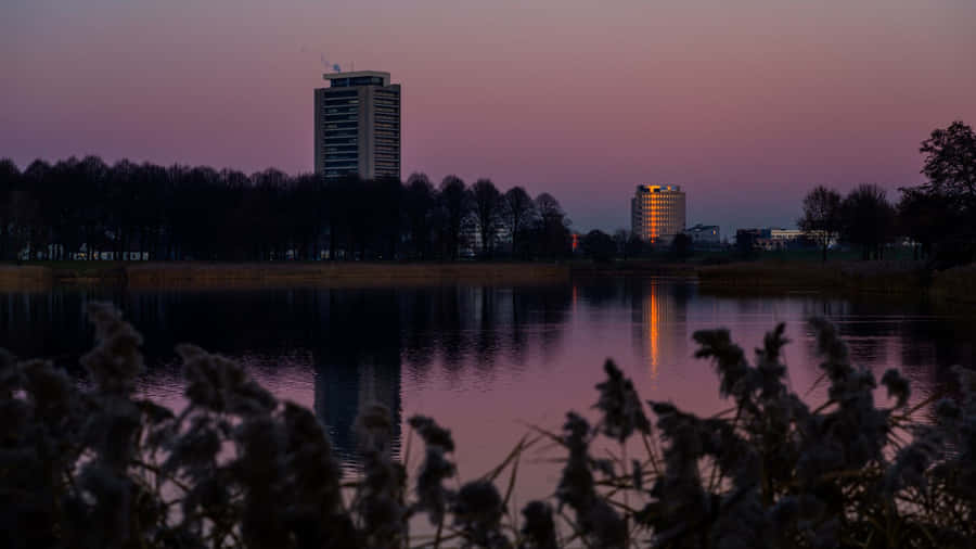 S Hertogenbosch Twilight Skyline Reflection Wallpaper