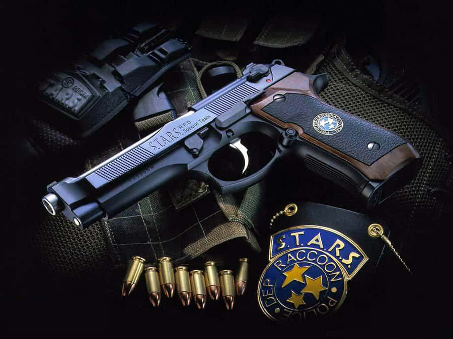 S T A R S Raccoon Police Department Badgeand Handgun Wallpaper