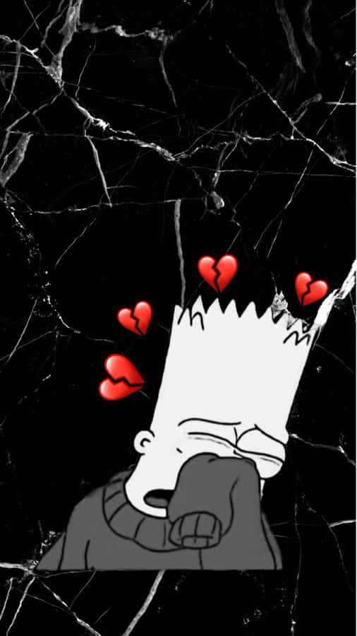 Sad Bart Simpson Phone Black And White Wallpaper