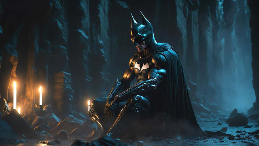 Sad Batman In Dark Cave Wallpaper