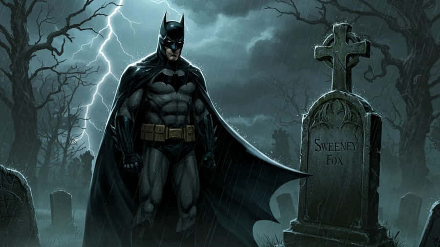 Sad Batman In Graveyard Wallpaper