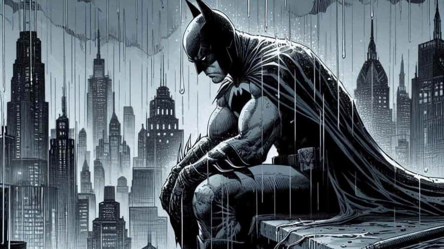 Sad Batman In The Rain Wallpaper