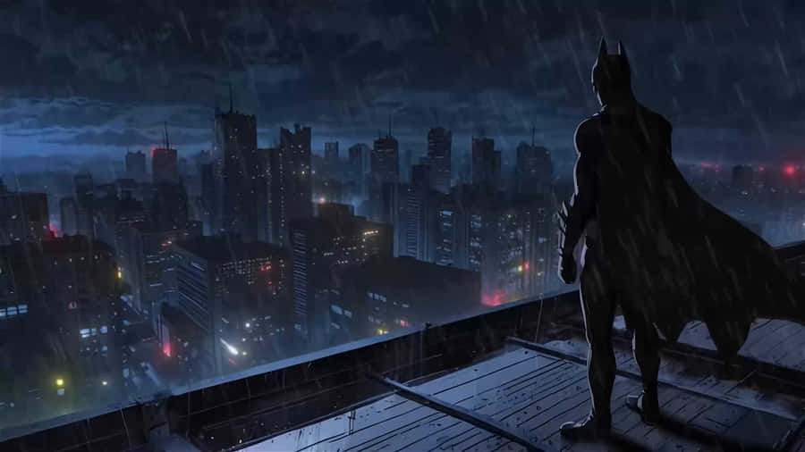 Sad Batman Overlooking Gotham Wallpaper