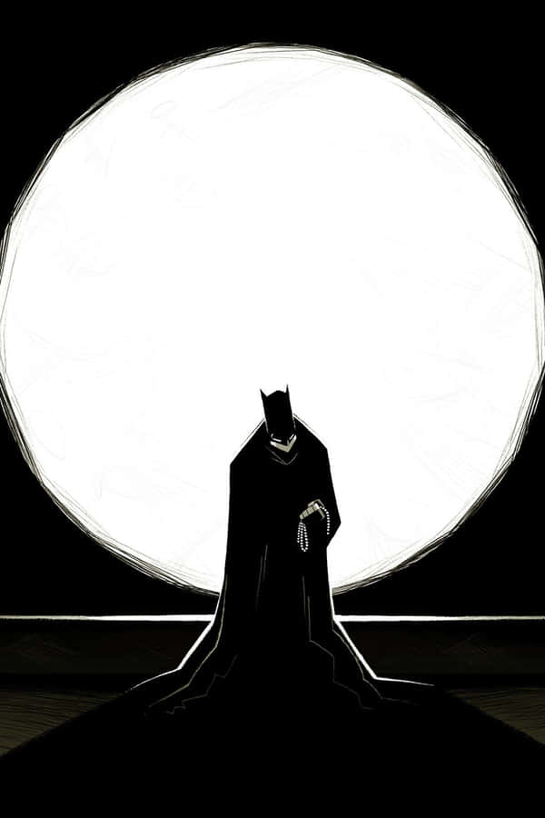 Sad Batman Under Full Moon Wallpaper