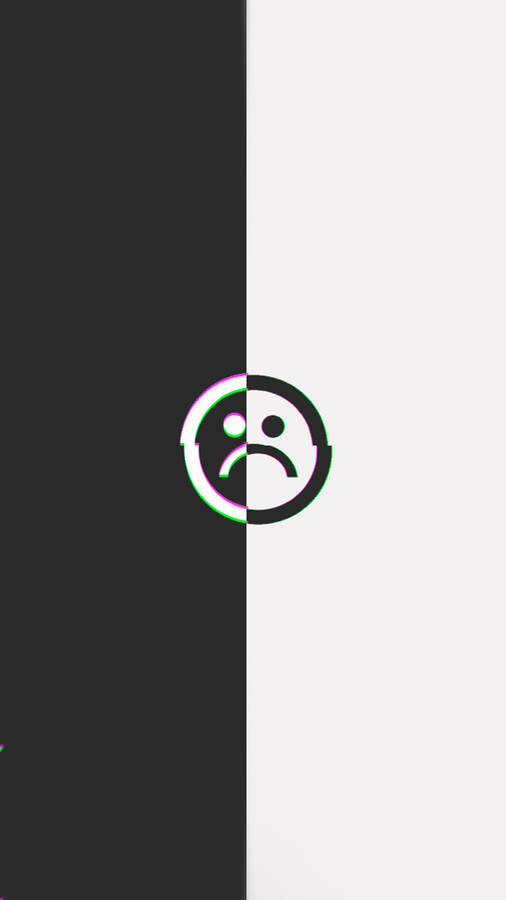 Sad Emoji Split Image Black And White Wallpaper