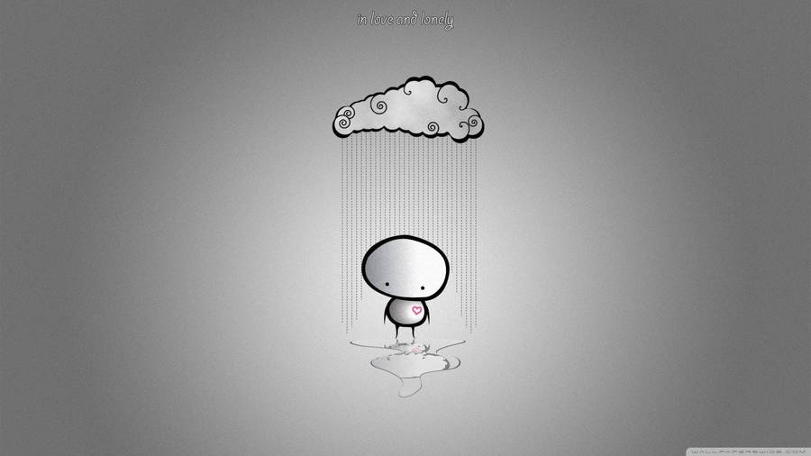 Sad Love Stickman In Rain Wallpaper