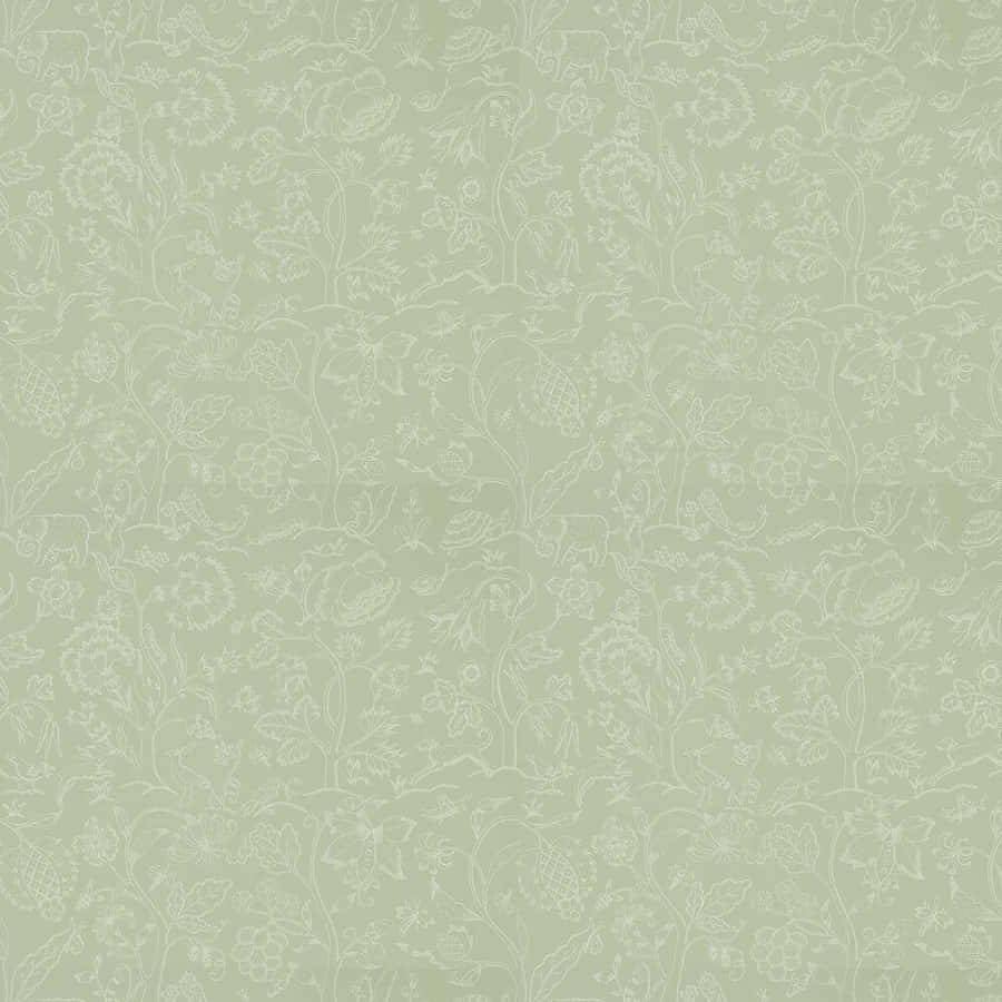 Sage Aesthetic Floral Swirl Pattern Wallpaper