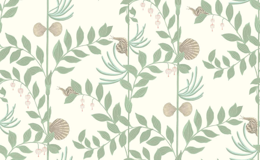 Sage Green Botanical Pattern Wallpaper