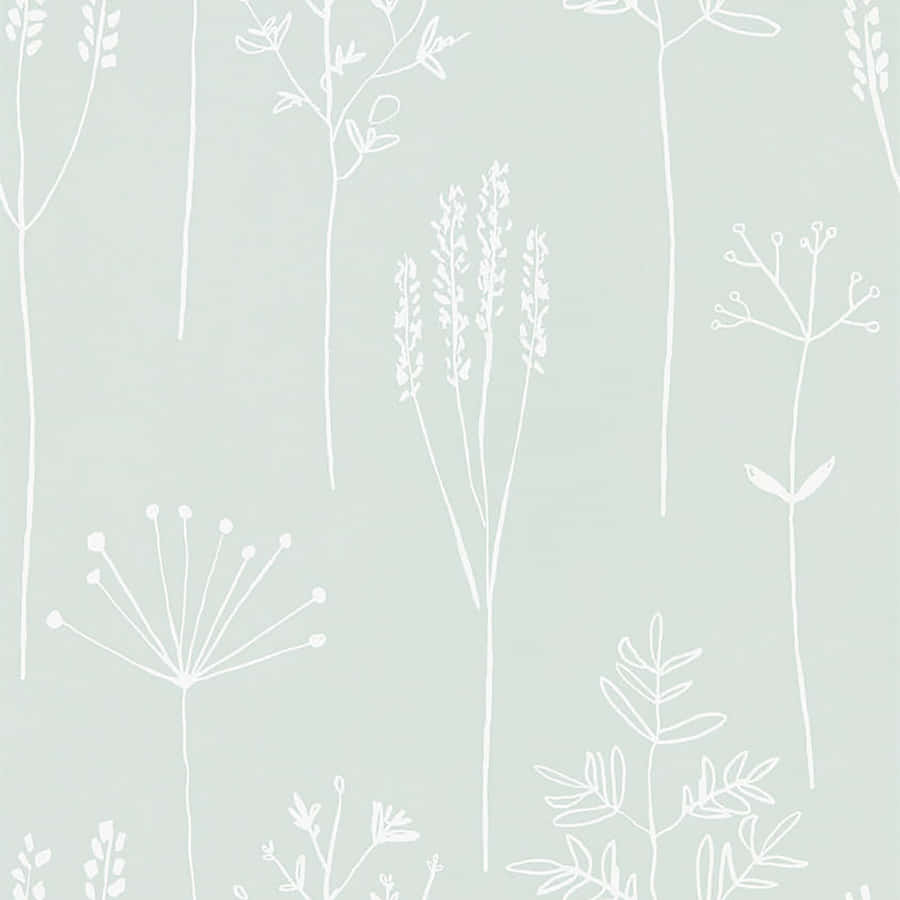 Sage Green Botanical Wallpaper Pattern Wallpaper