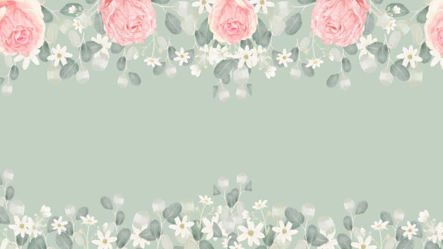 Sage Green Floral Background Wallpaper
